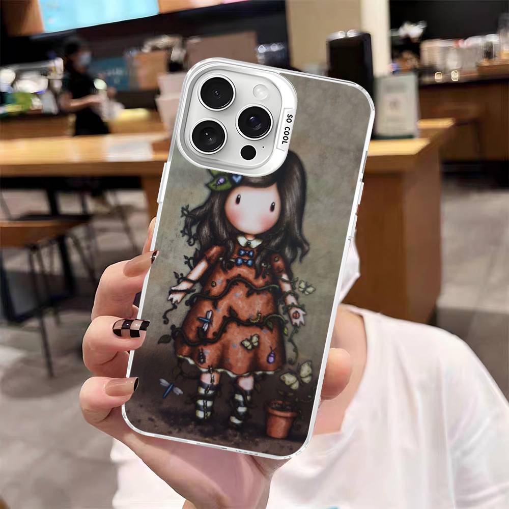Cute Gorjusses Cartoon S-Santoro Phone Case Color Silver Shell For LPhone 17 16 16e 15 14 13 12 11 Pro Max Plus