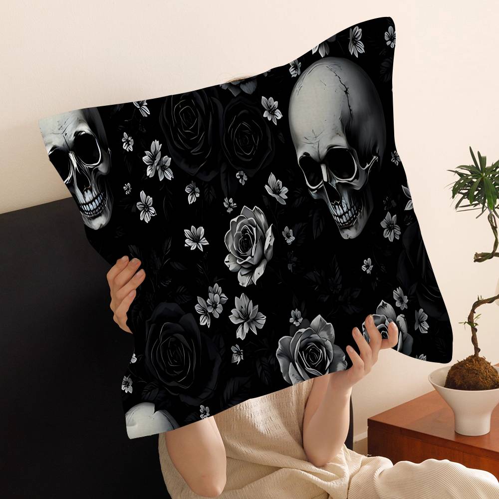 Horror Skull Gothic Cushion Cover Inches Farmhouse Decor Home Throw Pillow Covers for Couch Decorations