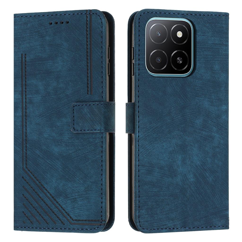 For Honor X6c 4G Stand Case Imprinted Lines Leather Phone Cover