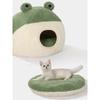 Plush Warm Green Cat Dog Beds Nesting Basket Frog Shape Cartoon Cat Kennel Beds Pet Accessories