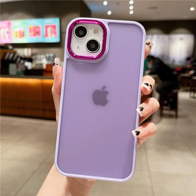 Candy Color Matte Camera Protection Phone Case For Iphone 14 13 12 11 Pro Max Xr Xs Max Shockproof Bumper Electroplated Cover