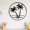 Iron Art Palm Tree Wall Art Mural Statue Weather‑Resistant Hooks for Outdoor Garden Fence Beach Summer Home Decor