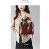 Real Oil Wax Leather Women's Bucket Bag Casual and Simple Handbag Large Capacity Ladies Cowhide Fashionable Crossbody Tote Bag