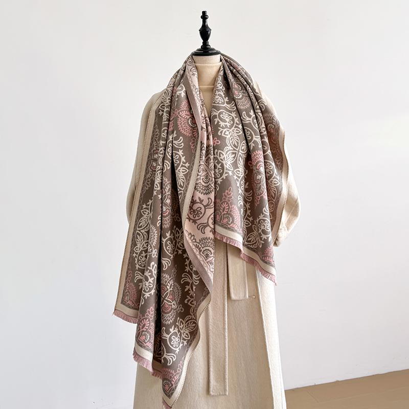 

Women S Winter Luxury Thick Warm Pashmina Wrap Imitation Cashmere Scarf With Houndstooth Jacquard Design For Casual Wear