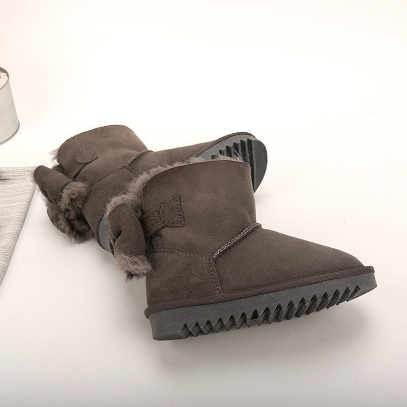 

Новые теплые 2024 новые настоящие овчинные сапоги ручной работы для девочек, зимние меховые теплые детские зимние сапоги для девочек, брендовая детская обувь 11 серый