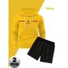 Hoodie Long Sleeve Sweatshirt and Shorts Men's Polyester 2 Piece Set Soft