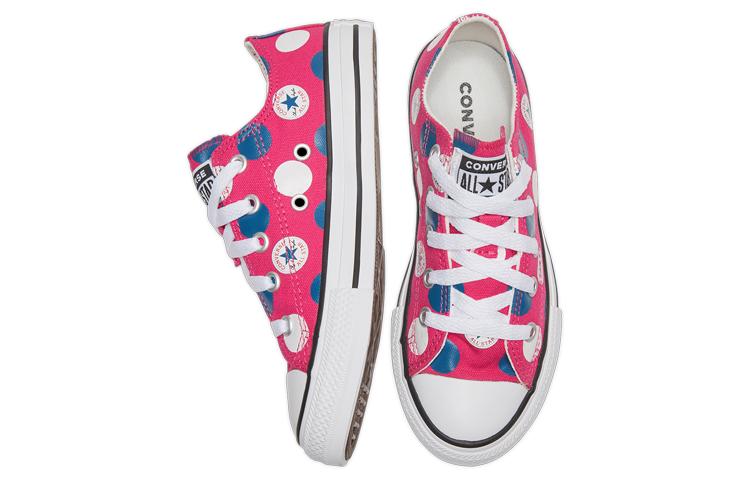 Converse Chuck Taylor All Star Low Top Kids Canvas Shoes Blue Pink Polka Dots Teenagers 667598C