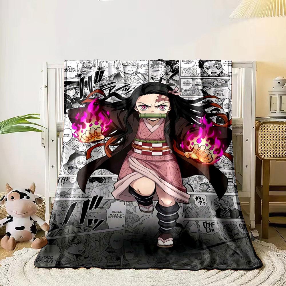 

Central figure with flaming hands amid a manga-style black-and-white collage. for all seasons blanket lunch break throw gift 80cm x 120cm