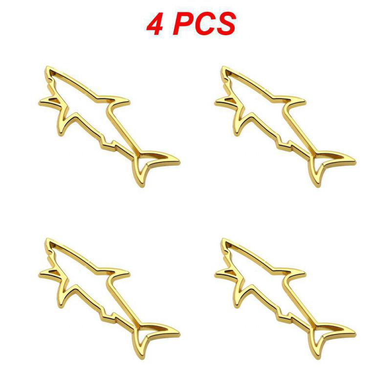 1~4PCS Universal Metal Car Styling Sticker Hollow Fish Shark Emblem Badge Decals Automobiles Motorcycle Computer Fuel