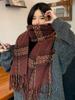 New Knitted Vintage Scarf Headscarf Winter Women Men Plaid Tassel Warm Scarve Pashmina Mujer Femme Male Pareo Wrap Shawl Unisex