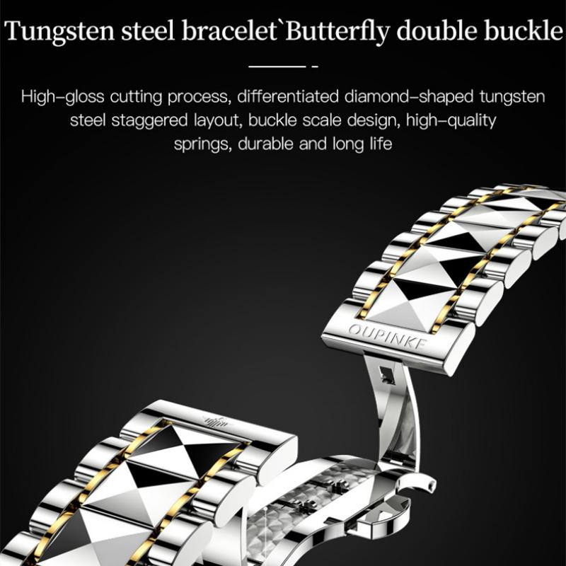 OUPINKE Nouvelle montre mécanique pour homme d'affaires et de loisirs Green Water Ghost Montre mécanique multifonctionnelle Montre d'affaires haut de gamme