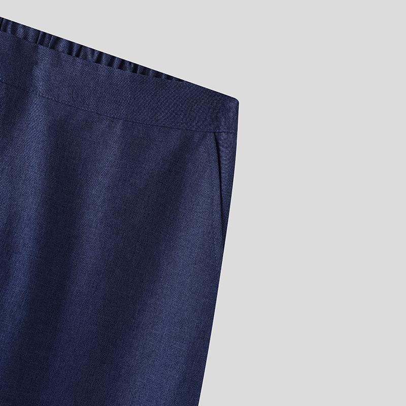 INCERUN Men Casual Back Elastic High Waist Front Cross Long Straight Pants Trousers