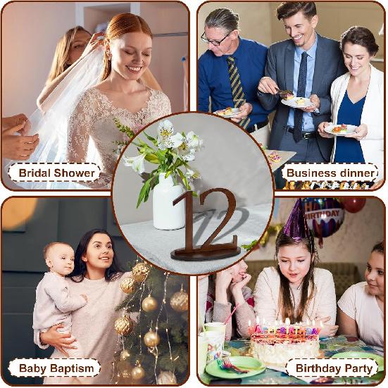 Wooden Table Numbers 1-15 with Oval Base Table Numbers for Wedding Reception 5 Inch High Gold Rustic Table Numbers Wedding Table Signs Holders Table