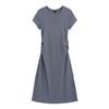 Gap Women's Embroidered Logo Pleated Waist Round Neck Short Sleeve Dress