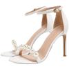 One-word Buckle with Open-toe White Pearl Sandals Women's Summer 2025 New Internet Celebrity Temperament Stiletto High Heels