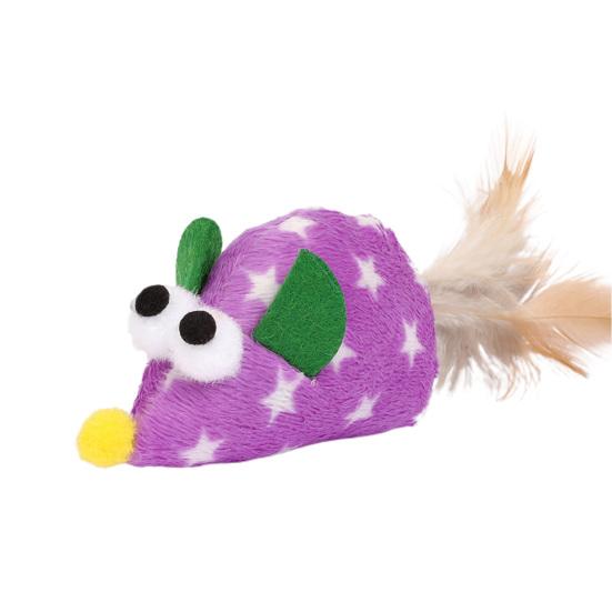 

Игрушка для котенка Многоцветная плюшевая мышь Интерактивная игрушка Забавная игрушка для кошек Игрушка с перьями для домашних животных фиолетовый