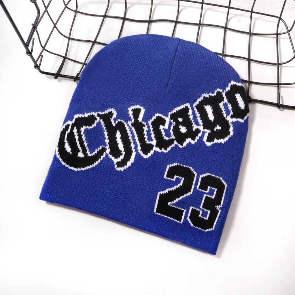 Unisex Knitted Cap For Winter Style Letter Pattern Cozy Headgear тёмно-синий