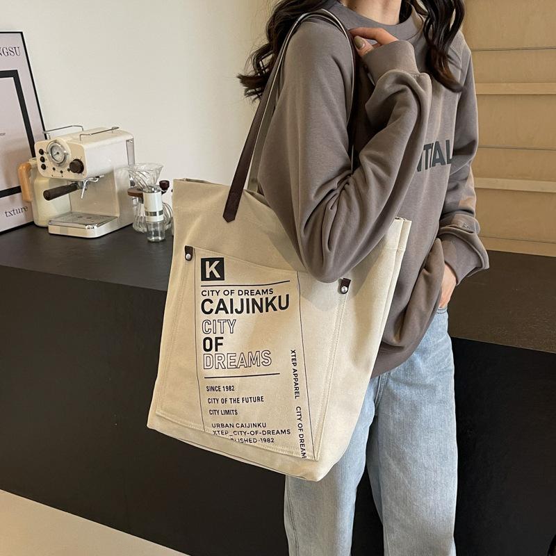 

Нова модна сумка. Повсякденна сумка для дівчаток. Полотняна сумка великої місткості. Універсальна модна жіноча сумка. бежевий