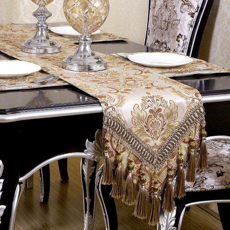 

Runner European-Style High-End Luxury Modern Minimalist American Light Luxury Dining Table Fabric round Table Coffee Table TV Cabinet Decorative Cloth Khaki Horn Spike Placemat 30*40cm (four pieces)
