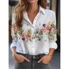 Women's Shirts Slim, Sexy, Soft and Comfortable Floral Long Sleeve Sun Shade Lapel Shirt New Women's 2024 Spring and Summer