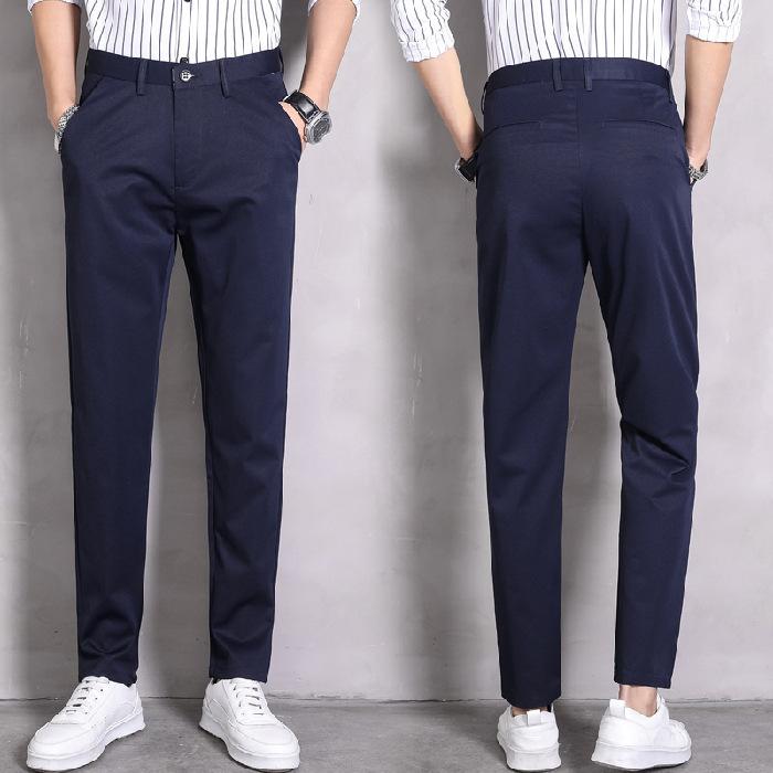 Stretch suit trousers men's spring and summer casual trousers Korean version of the tide Slim small feet draped suit trousers
