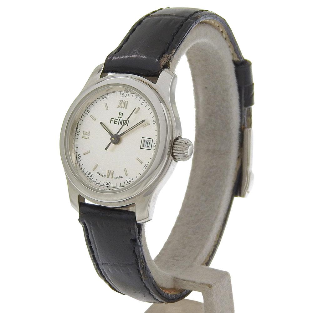 FENDI Olologi Watches 210L SilverDial Stainless Steel/leather Quartz Analog display Women Used