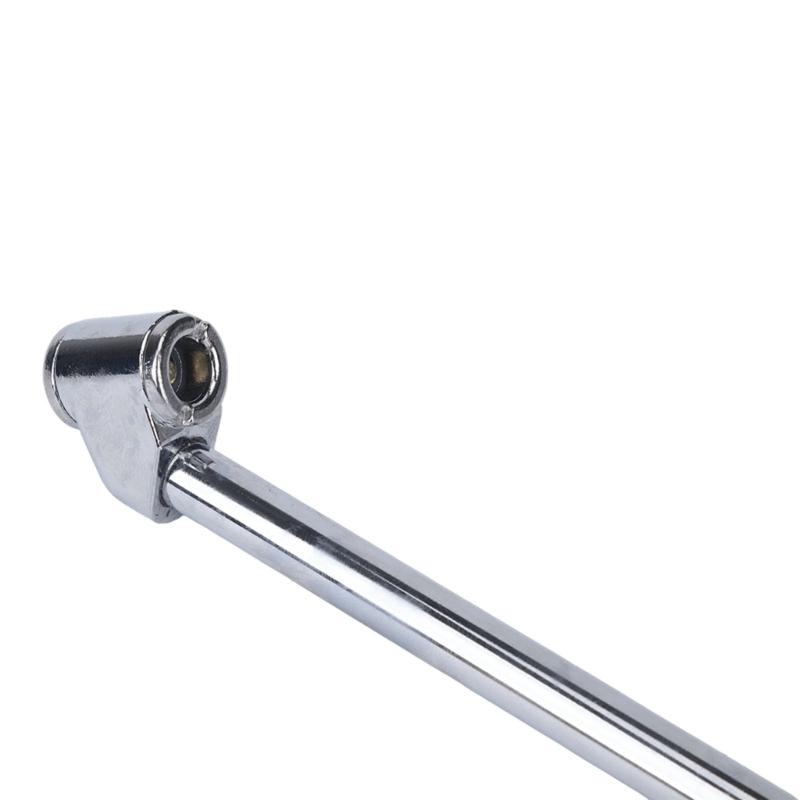 Hand Operated Air Chuck Pressure Gauge with Angled Tire Head and Hose for Motorcycle and SUV Tire Care Tasks