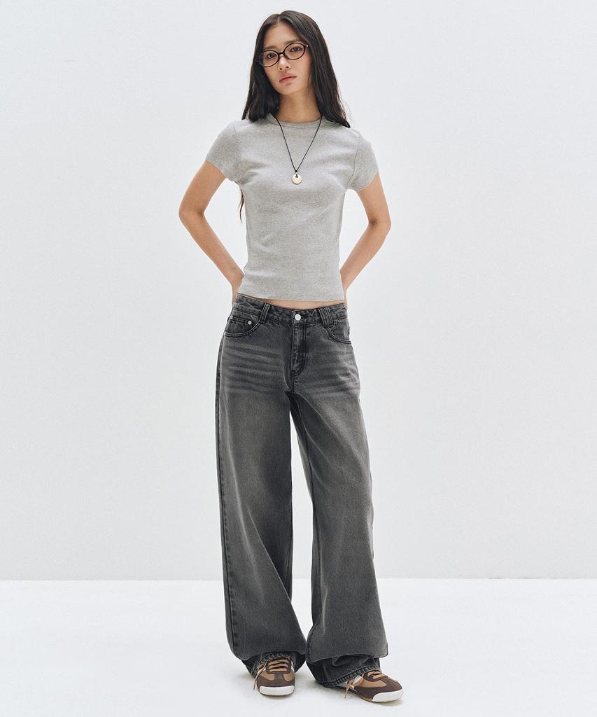 Deketeuumeon Signature Low Rise Wide Jeans Dcwpt004Gray