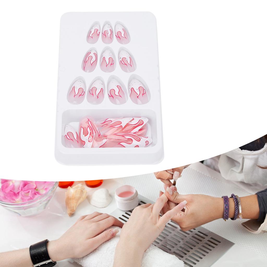 24pcs Women Girls Exquisite False Nails Full Cover Fashionable Fake Nail Tip Manicure Tool