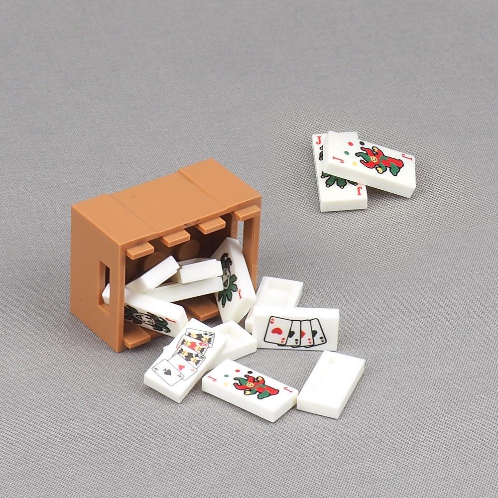 Non-Toxic Moc 10Pcs Printed 3069 1X2 Poker Clown Cards Pattern Building Blocks Plum Blossom Ghost Bricks Particle Educational Toys Gifts