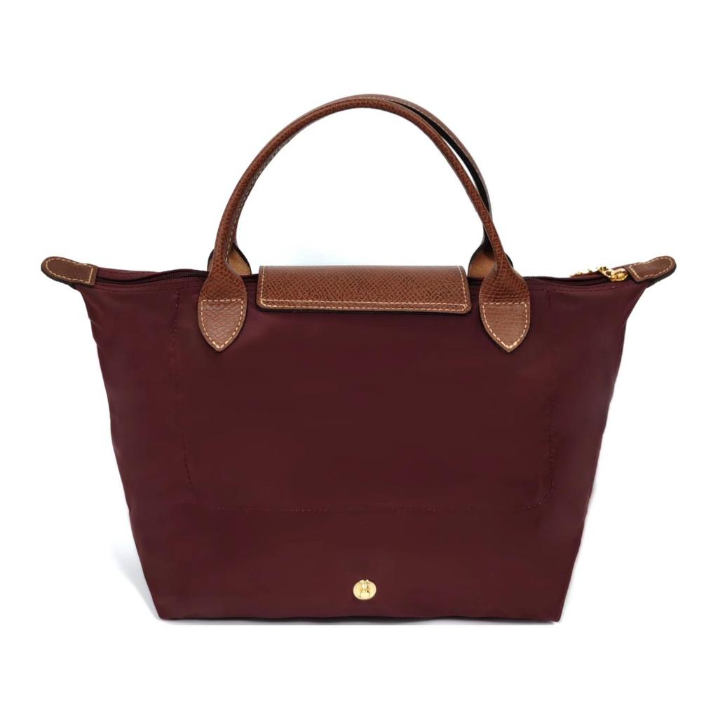 Longchamp Le Pliage Original Series Embossed Logo Nylon Canvas And Leather Dumpling Tote Bag Small Women Tote Bags Brown 1621089P87