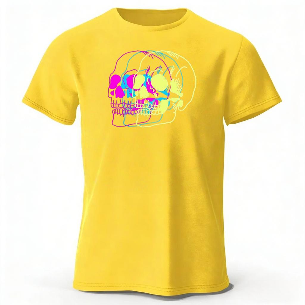 Summer New Psychedelic Skull Monster Pure Cotton Short Sleeved Casual Men Loose Oversized Comfortable Breathable Sports Tshirt