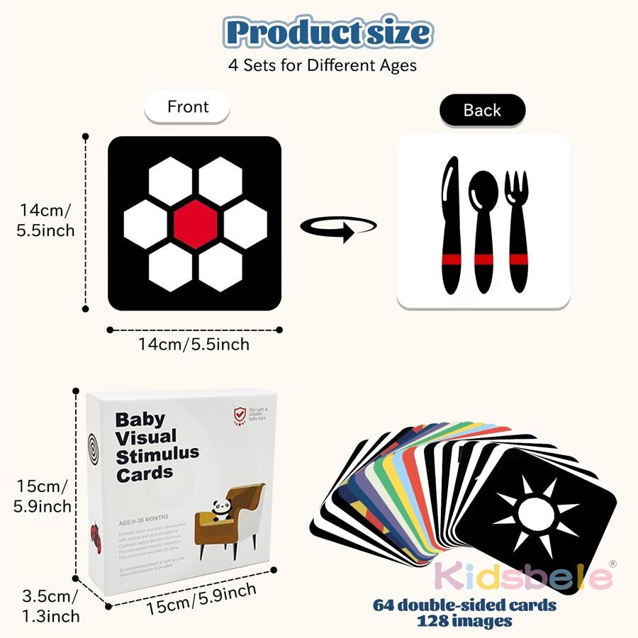 High Contrast Baby Flash Cards for Newborn Visual Development | Infant Montessori Sensory Learning Toy 0-36 Months