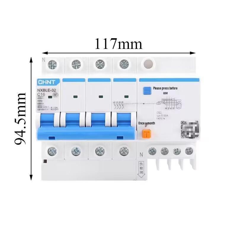 Chint 2P63A Air Switch with 32A RCCB for Three-Phase Electricity Protection and Household Circuit Breaking