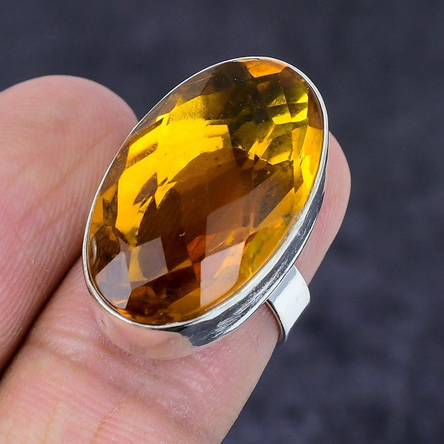 Citrine Gemstone Handmade 925 Sterling Silver Jewelry Ring Size 6 G9v01