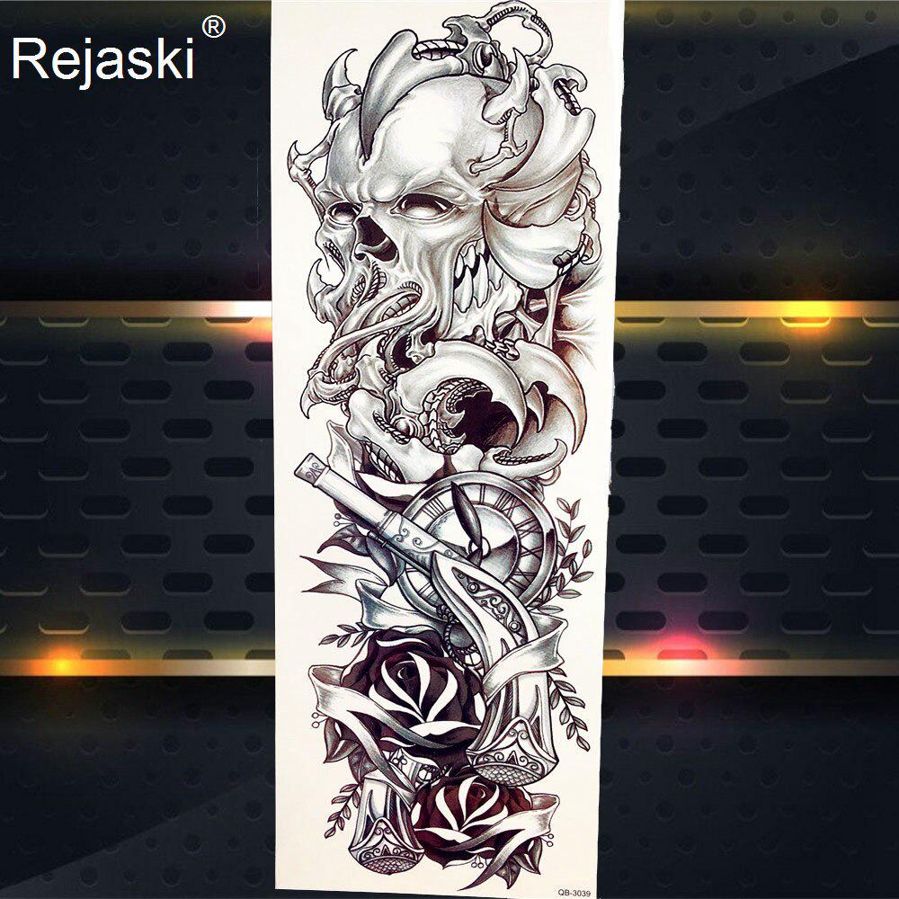 1PC Cool Totem Temporary Tattoo Fake Black Full Arm Tattoo Sticker For Men Summer Style Tatoos Decal