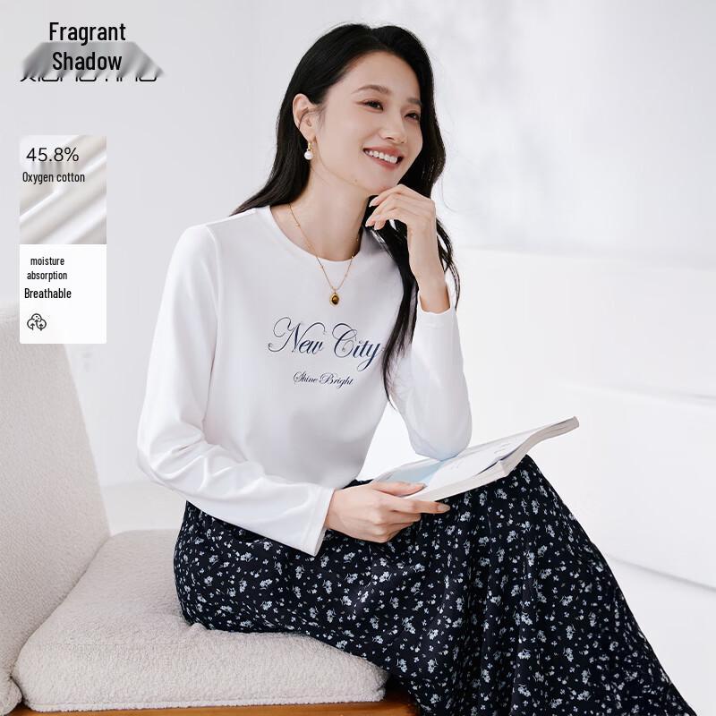 Xiangying Women s Letter Print Cotton Long Sleeve T-shirt S