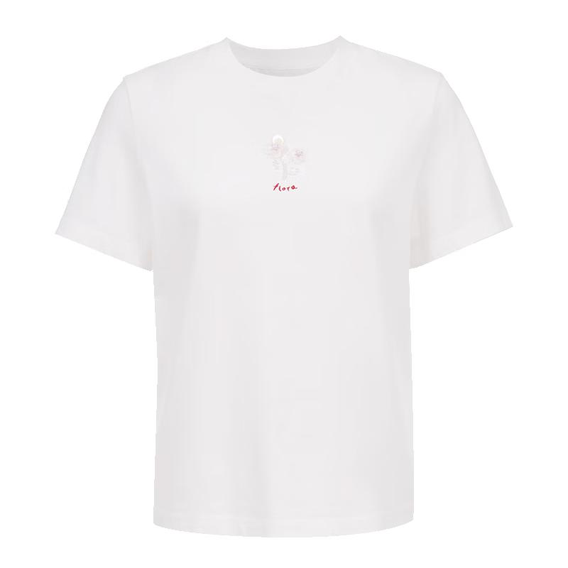 VEROMODA Women s Floral Sequin Embroidered Cotton T-Shirt L