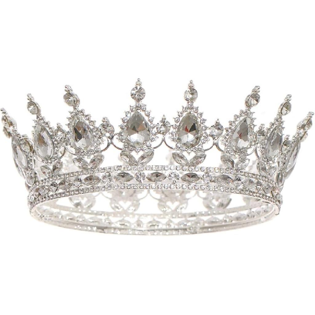 FORSEVEN Queen Crown Rhinestone Wedding Crowns and Tiaras for Women Costume Party Hair Accessories Princess Birthday Crown Crystal Bridal Crown