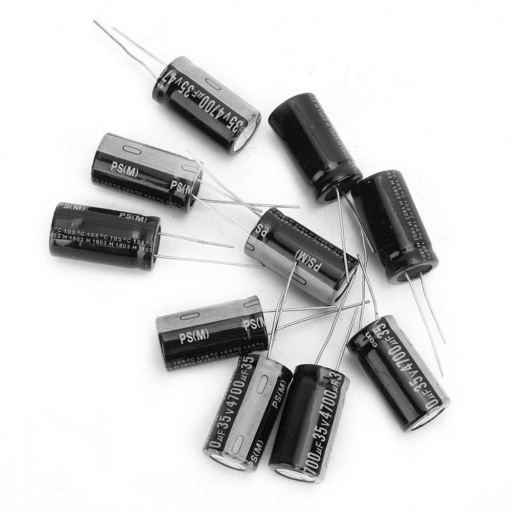10 Pcs Black 35V 4700microfarad Aluminium Electrolytic Capacitor Standard Terminal 18 x 30mm