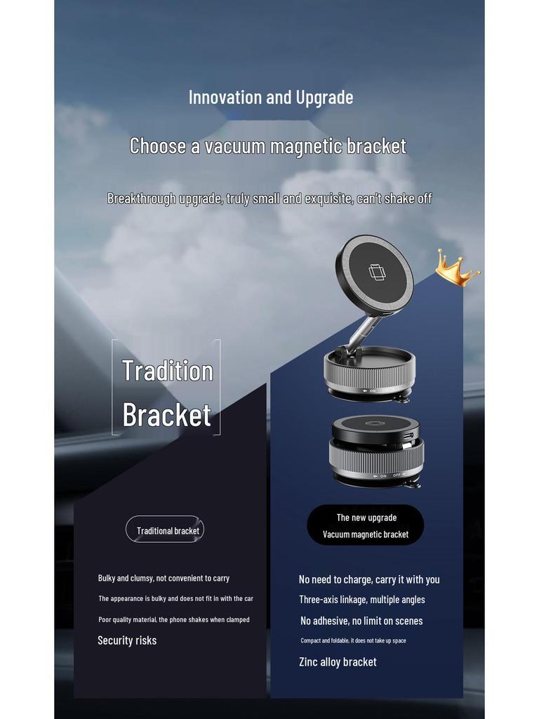 15W Fast Charging Magnetic Wireless Car Phone Holder for Dashboard Use