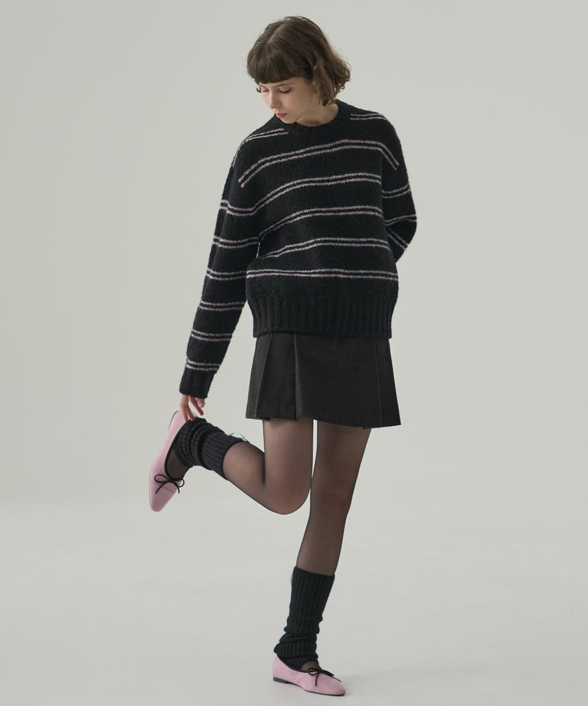 Deuloupisumeon Mellow Stripe Pullover Knit [Beige]