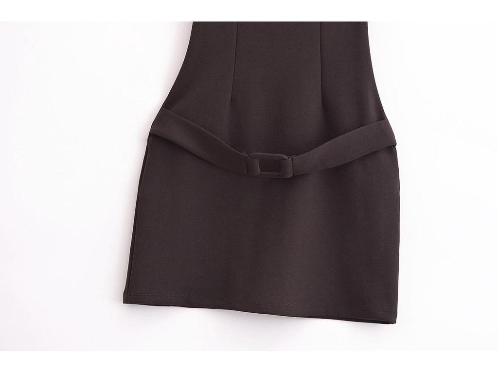 2025 Spring Women's Slim Sleeveless Belted Dress - European & American Style