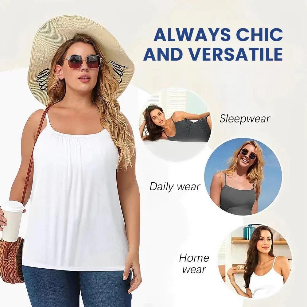 

Temu New Style Plus Size Wire-Free Pleated Camisole with Chest Pads M білий