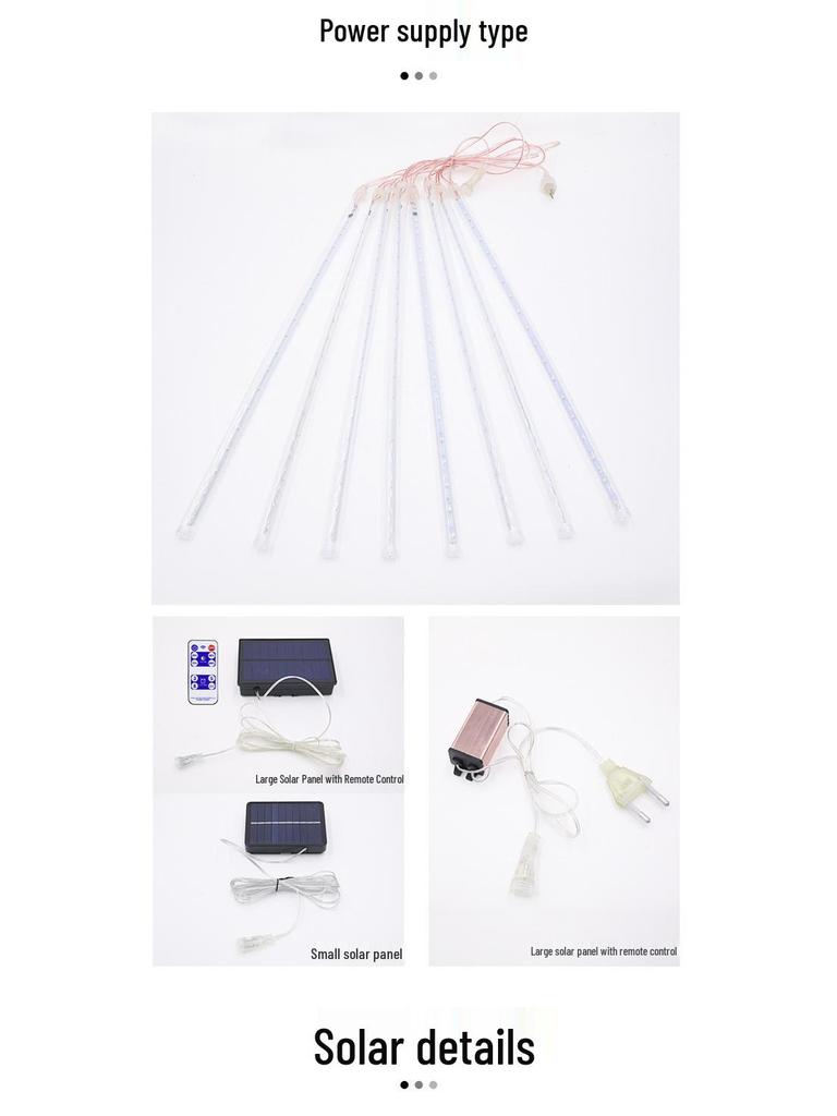 Colorful LED Solar Meteor Shower String Lights for Outdoor Hanging Decoration