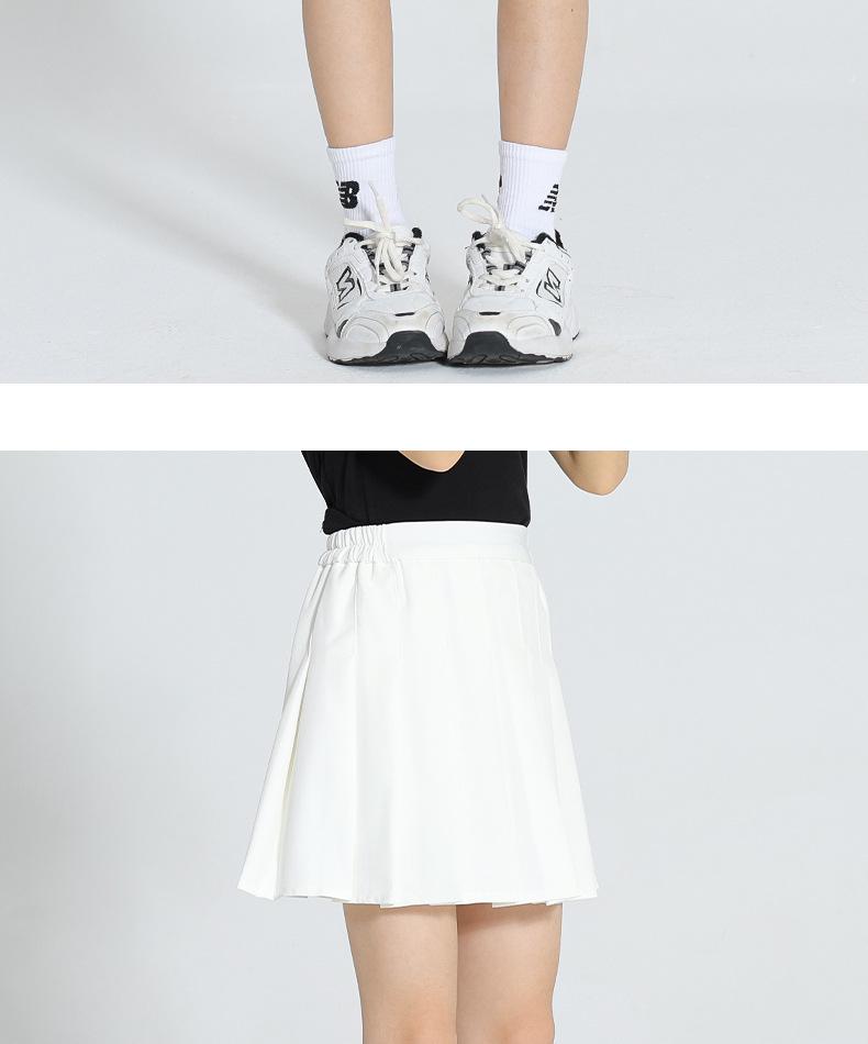 Dívčí preppy bílá plisovaná tenisová sukně - korejský styl, letní sportovní oblečení pro větší děti