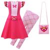Kids love-Descendants5 Princess Pink Costume Queen Red Print Dress for Girls Halloween Fantasia Clothing Children Carnival Party Suit