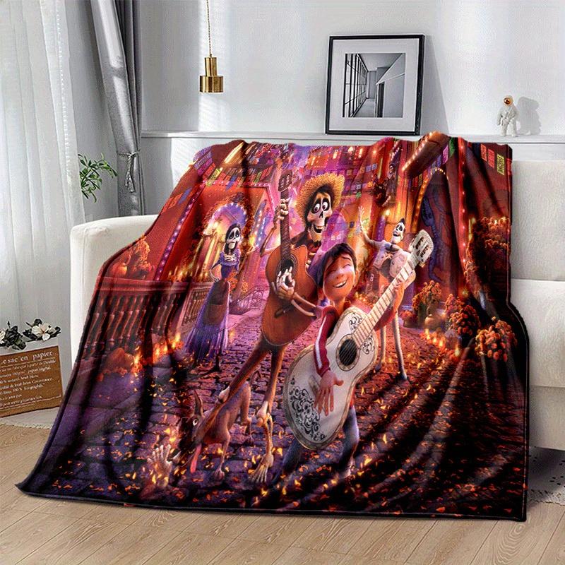 1pc Coco Printing Blanket - Soft, All-Season Throw for Living Room, Bedroom,Personalized Gift with Adorable Cartoon Design