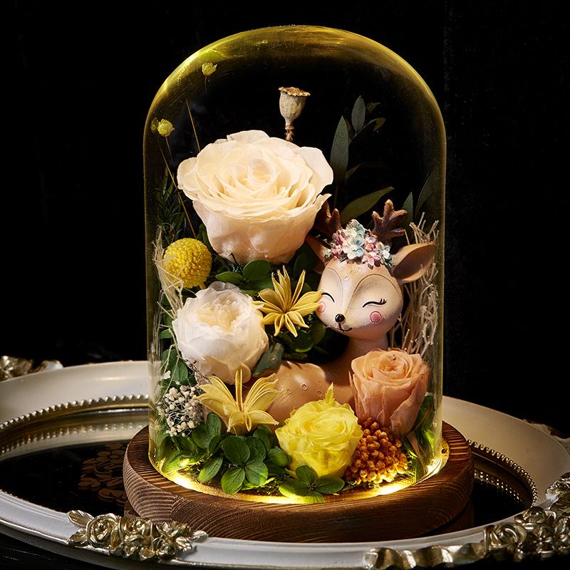 Věčná růže v prosklené kopuli - Perfektní dárek na Valentýna, výročí nebo narozeniny pro přítelkyni, kamarádku, přítele nebo manželku.