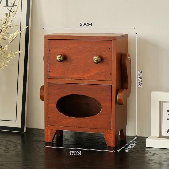 Mini úložná skříňka ve tvaru robota Dřevěná šperkovnice Zásuvka a držák na kapesníky Stolní organizér na šperky Kosmetiku Toaletní stolek Kolej Ložnice